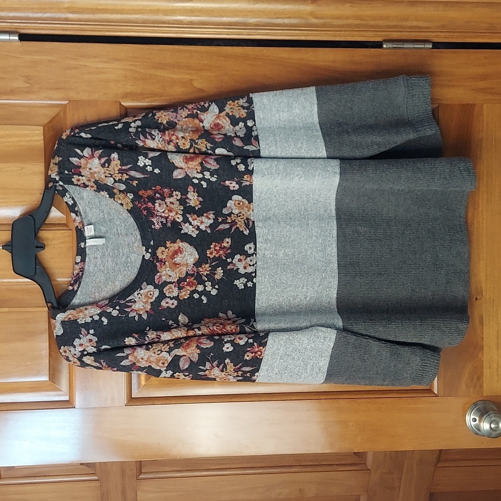 * C Est. 1946 Cato Scoop Neck Floral Fall Colorblock Soft Sweater, Size 22/24W